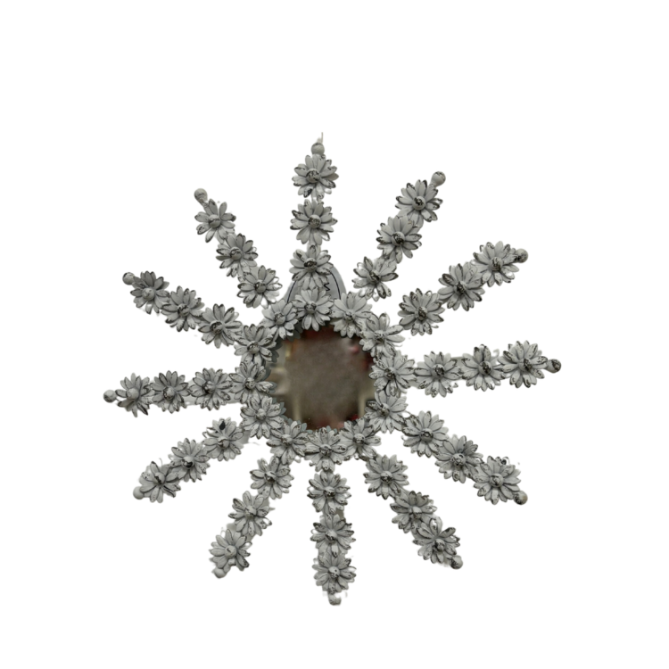 Decorazione da Parete in Metallo a Forma di Fiore con Specchio