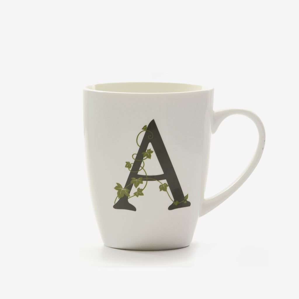 Tazza Mug in Porcellana con Iniziale Verde – La Porcellana Bianca