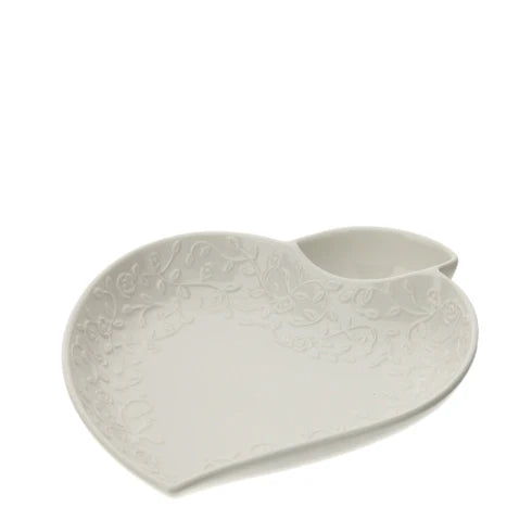 Piatto Cuore Snack Romance  in Porcellana Bianca Ø20 cm - Hervit