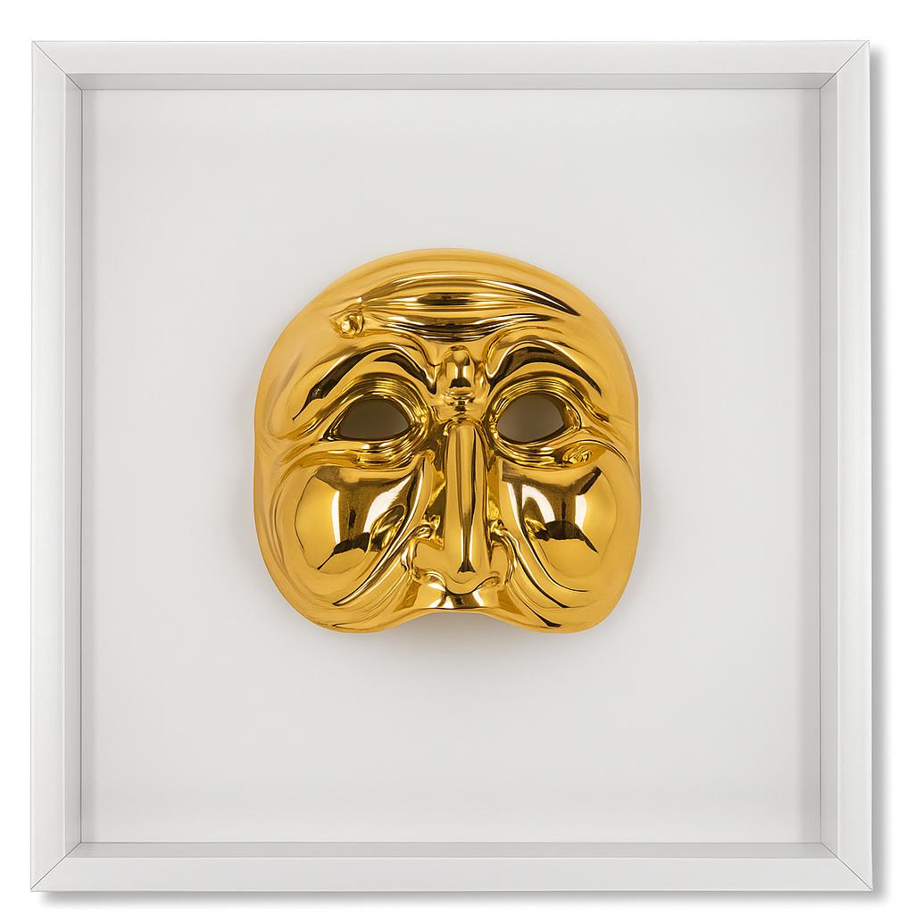 Quadro Bianco con Maschera Oro 33x33 cm - Bongelli Preziosi