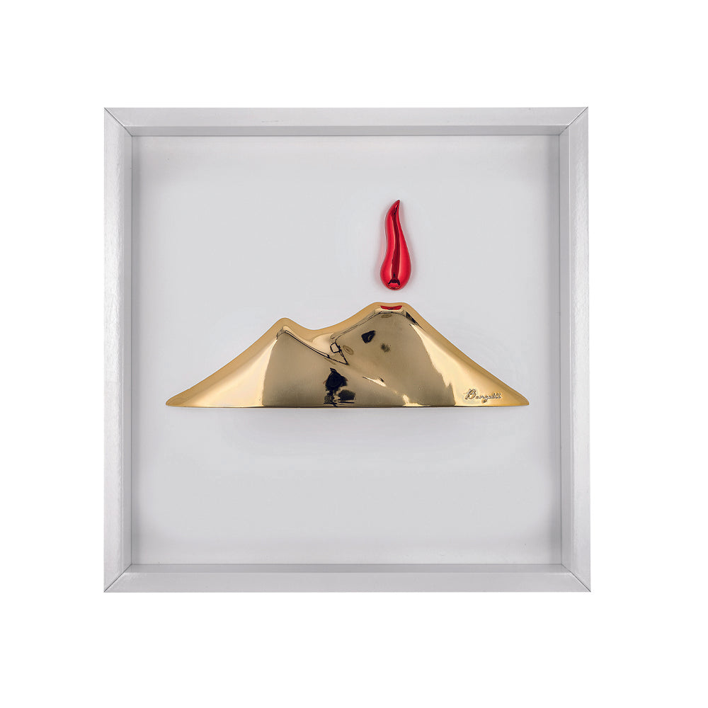 Quadro Bianco con Vesuvio Oro 33x33 cm - Bongelli Preziosi