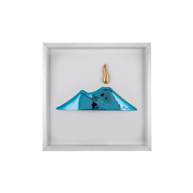 Quadro Bianco con Vesuvio Blu 17.5x17.5 cm - Bongelli Preziosi