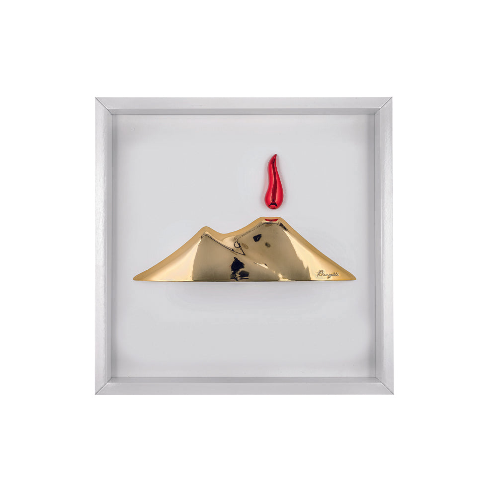 Quadretto Bianco con Vesuvio Dorato 17.5x17.5 cm - Bongelli Preziosi