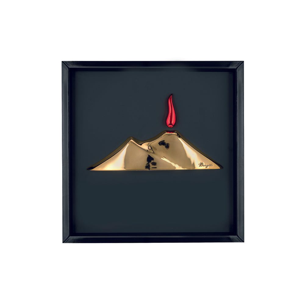 Quadretto Nero con Vesuvio Dorato 17.5 x17.5 cm - Bongelli Preziosi