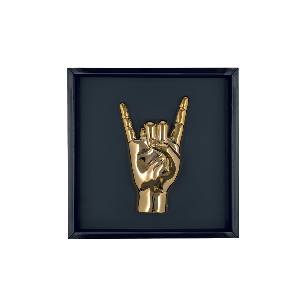 Quadretto Nero con Mani Corna Oro 17.5x17.5 cm - Bongelli Preziosi