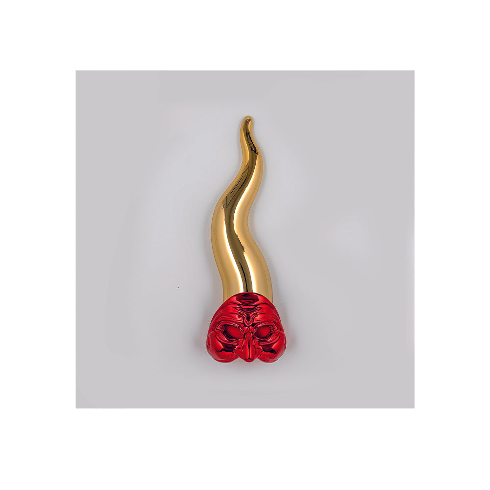 Quadretto Bianco con Corno Oro e Maschera Pulcinella 16x16 cm - Bongelli Preziosi