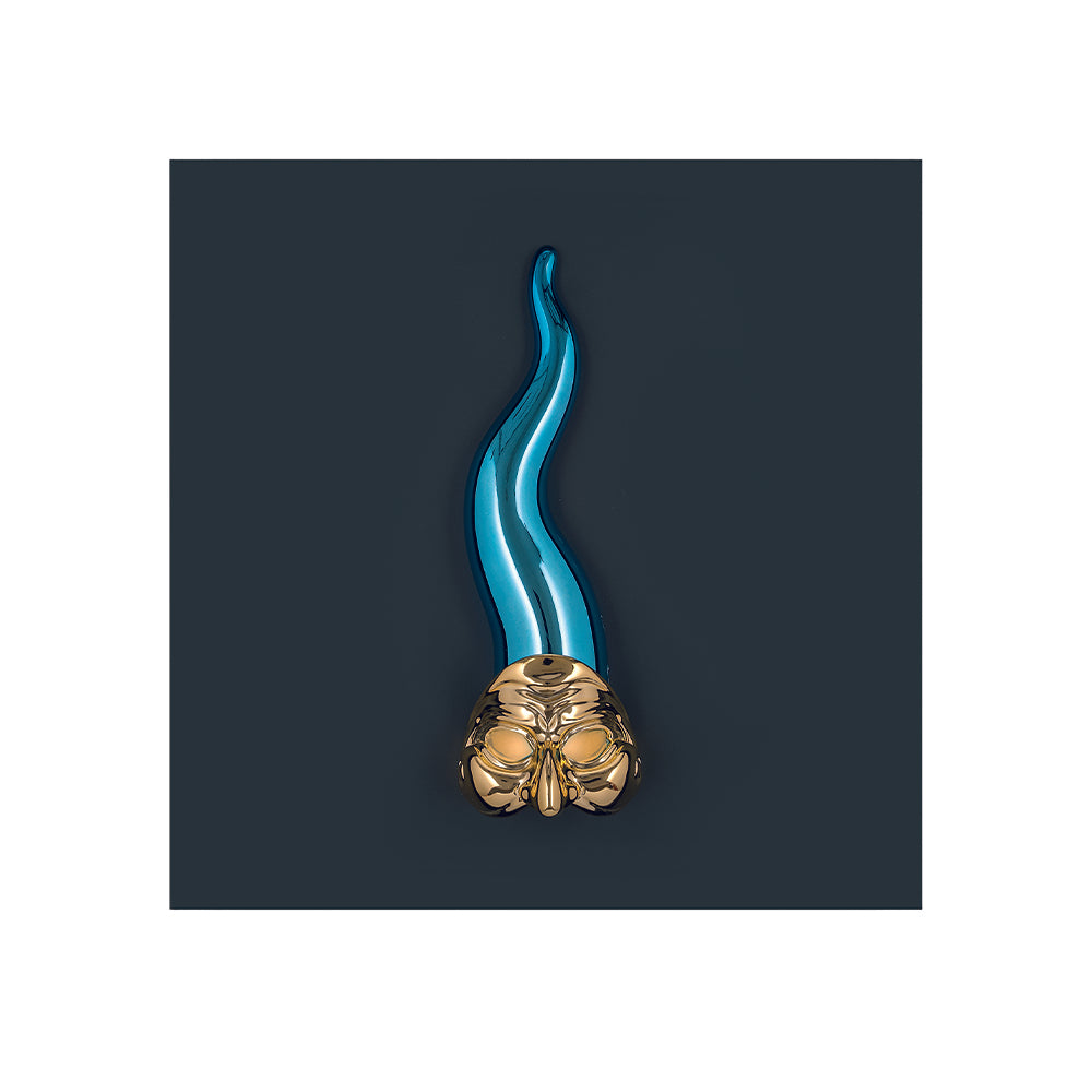 Quadretto mdf con Corno Azzurro e Maschera 16x16 cm - Bongelli Preziosi