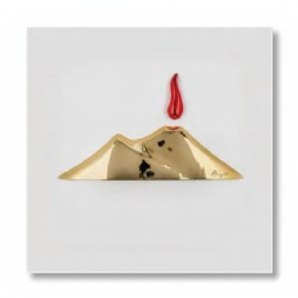 Quadretto Bianco con Vesuvio Dorato 16x16 cm - Bongelli Preziosi