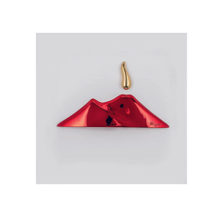 Quadretto Bianco Vesuvio Rosso con Dettagli Oro 16x16 cm - Bongelli Preziosi