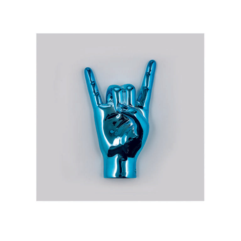 Quadretto Bianco Mani Corna Azzurre 16x16 cm - Bongelli Preziosi