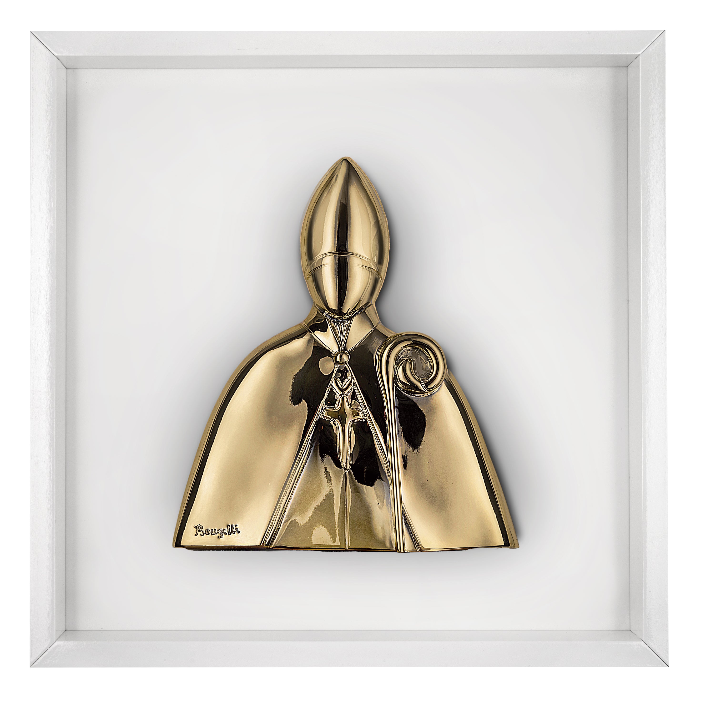 Quadro Bianco con San Gennaro Oro 33x33 cm - Bongelli Preziosi