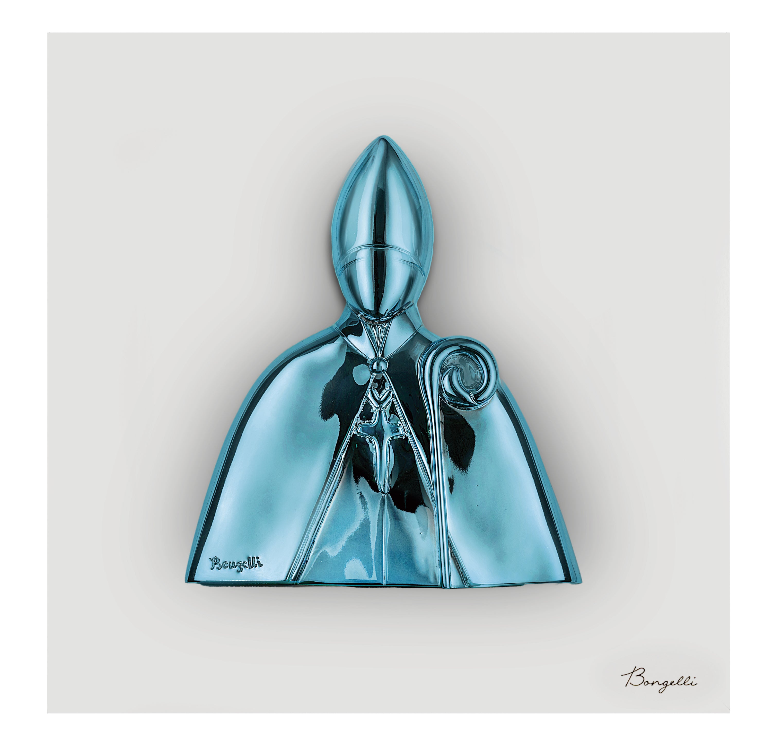 Quadretto Bianco con San Gennaro Blu 16x16 cm - Bongelli Preziosi