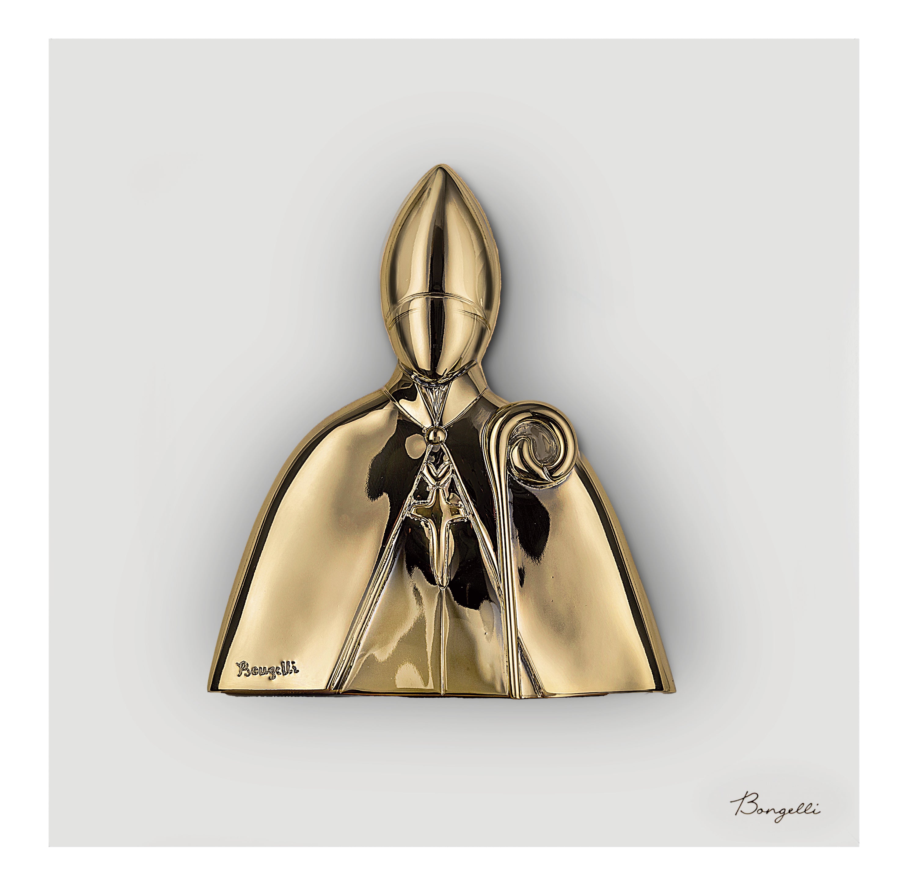 Quadretto Marmorino con San Gennaro Oro 16x16 cm - Bongelli Preziosi