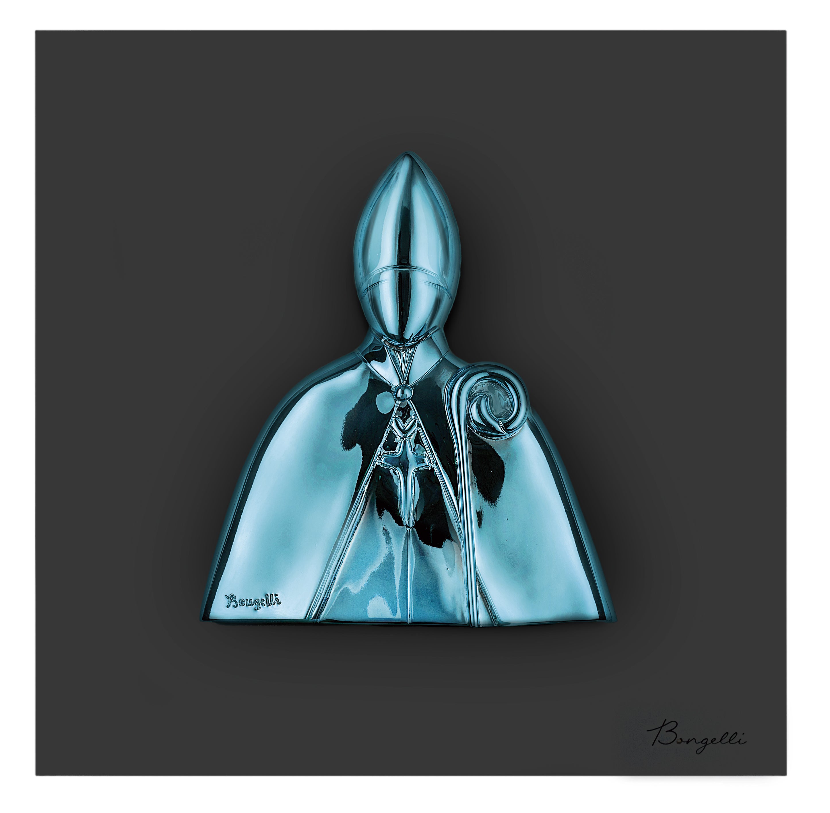 Quadretto Nero con San Gennaro Blu 16x16 cm - Bongelli Preziosi