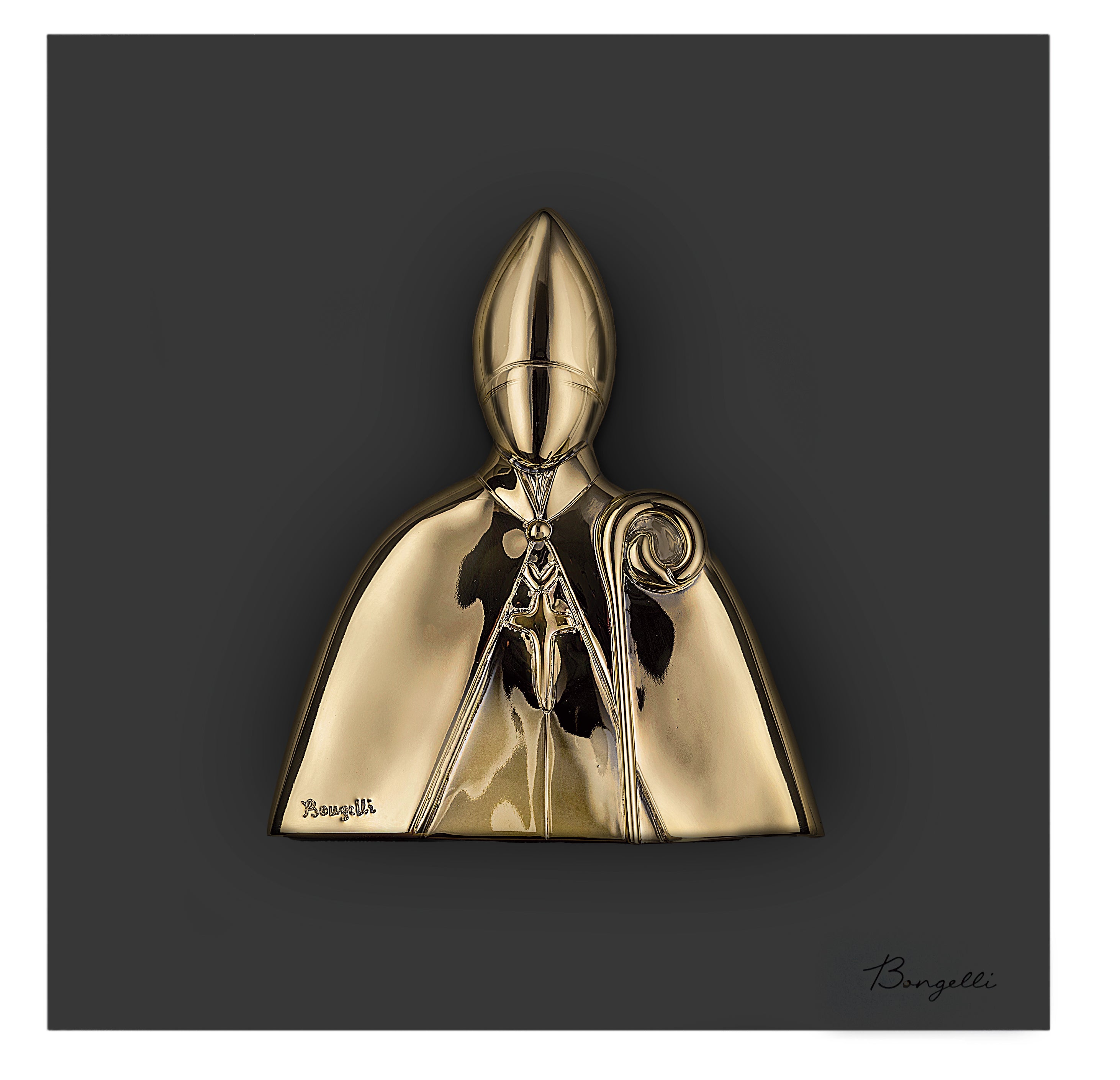 Quadretto Nero con San Gennaro Oro 16x16 cm - Bongelli Preziosi