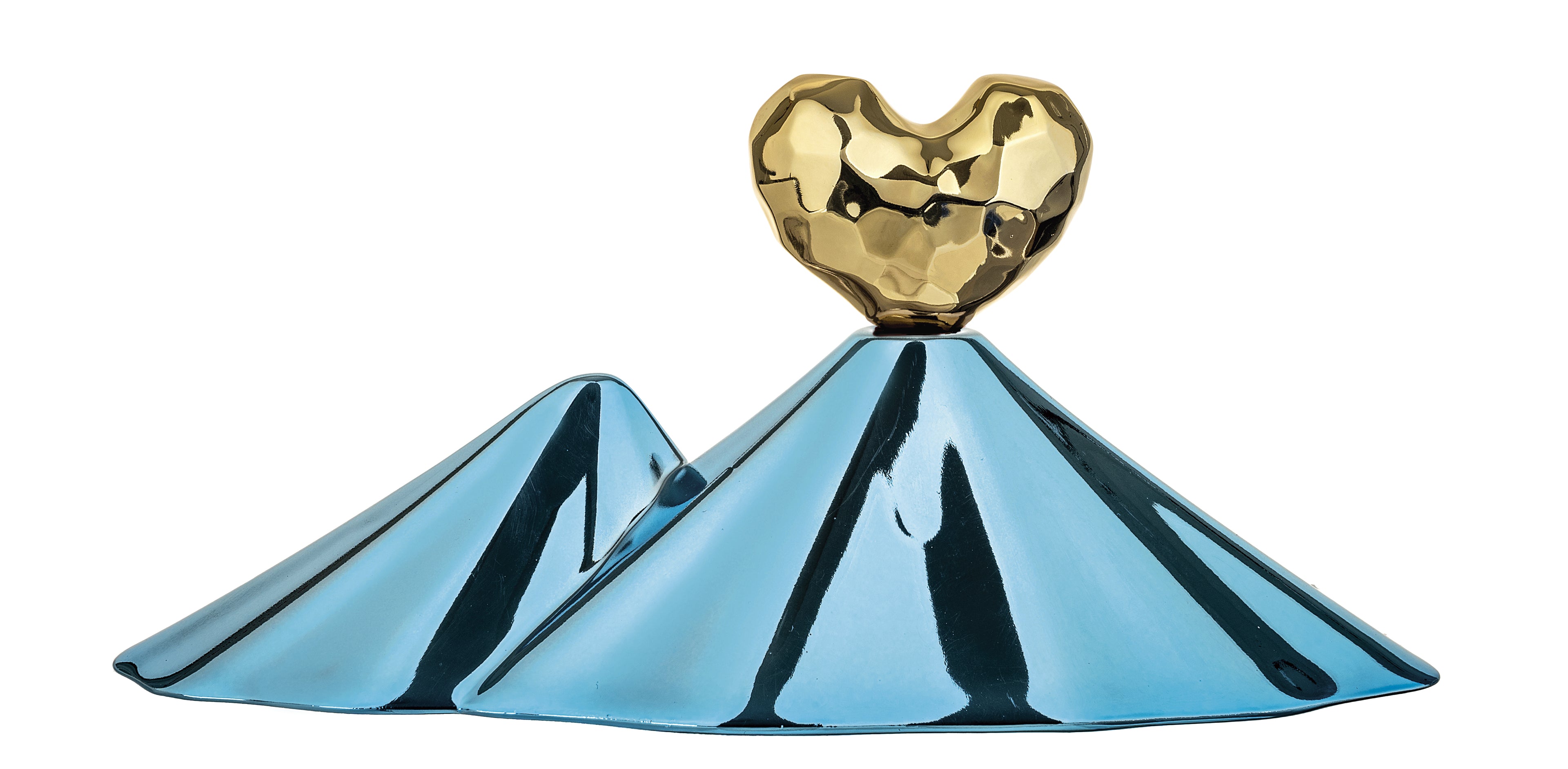 Vesuvio in Marmorino Blu e Oro 17x10 cm - Bongelli Preziosi