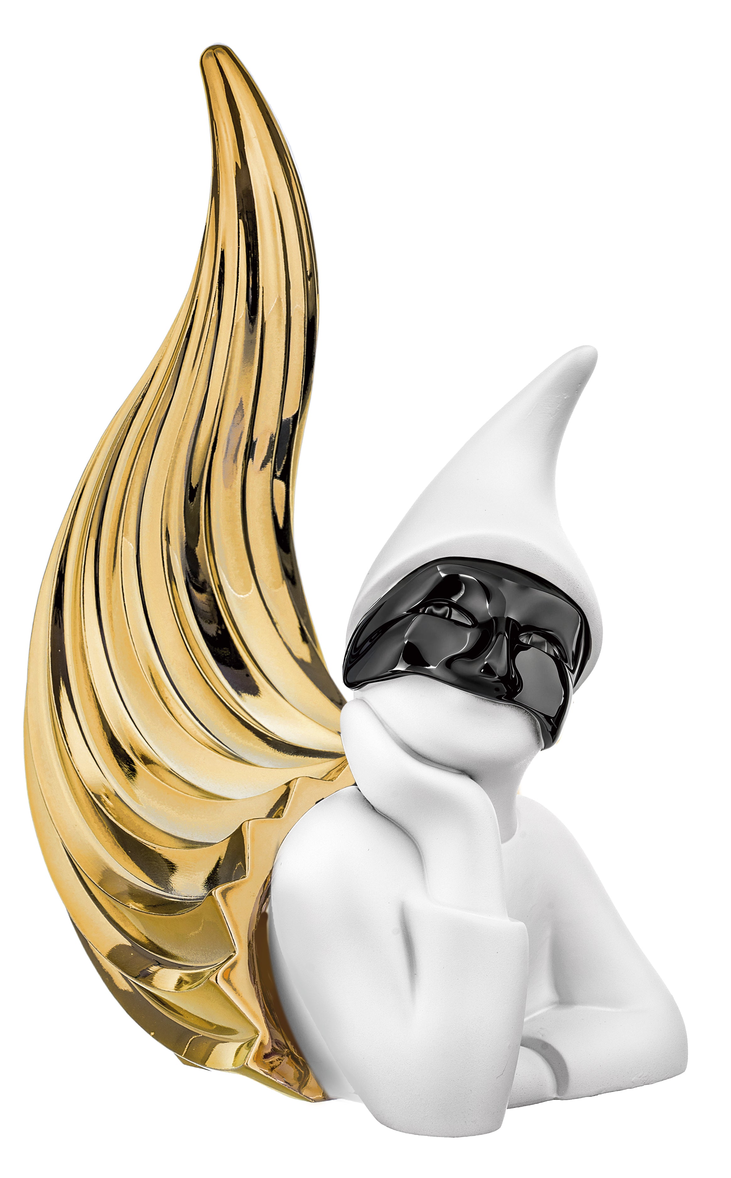 Corno con Pulcinella in Marmorino Oro 23 h cm - Bongelli Preziosi