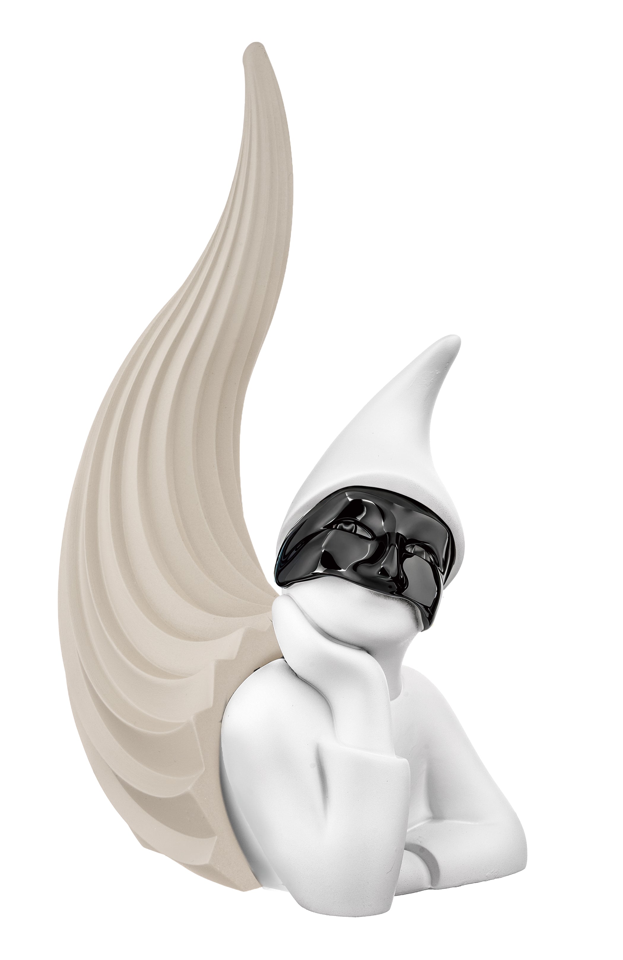 Corno con Pulcinella in Marmorino Nocciola 14 h cm - Bongelli Preziosi