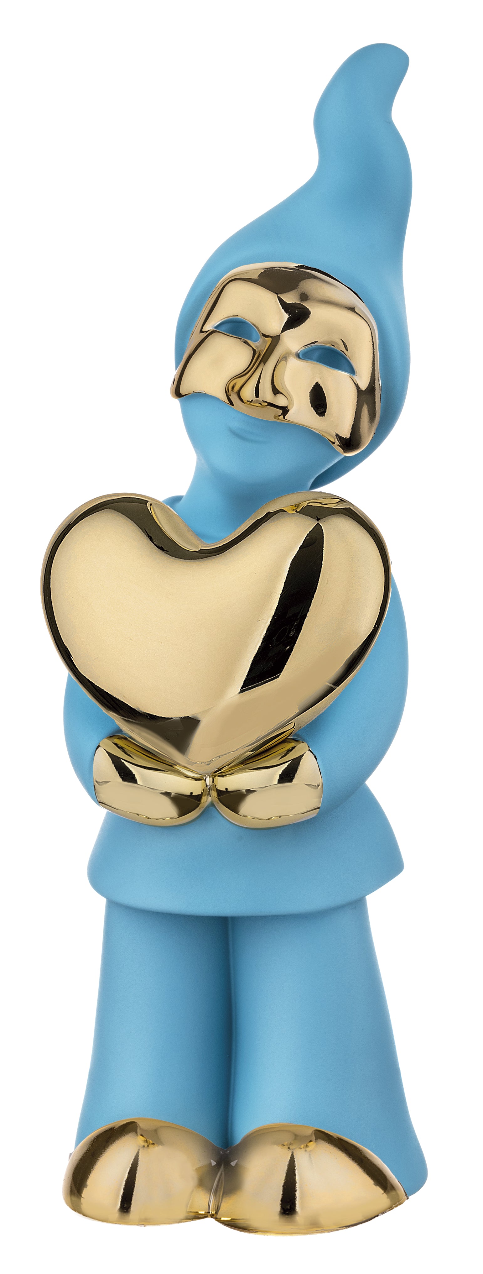 Statuetta Pulcinella in Marmorino Blu con Dettagli Oro 15 h cm - Bongelli Preziosi