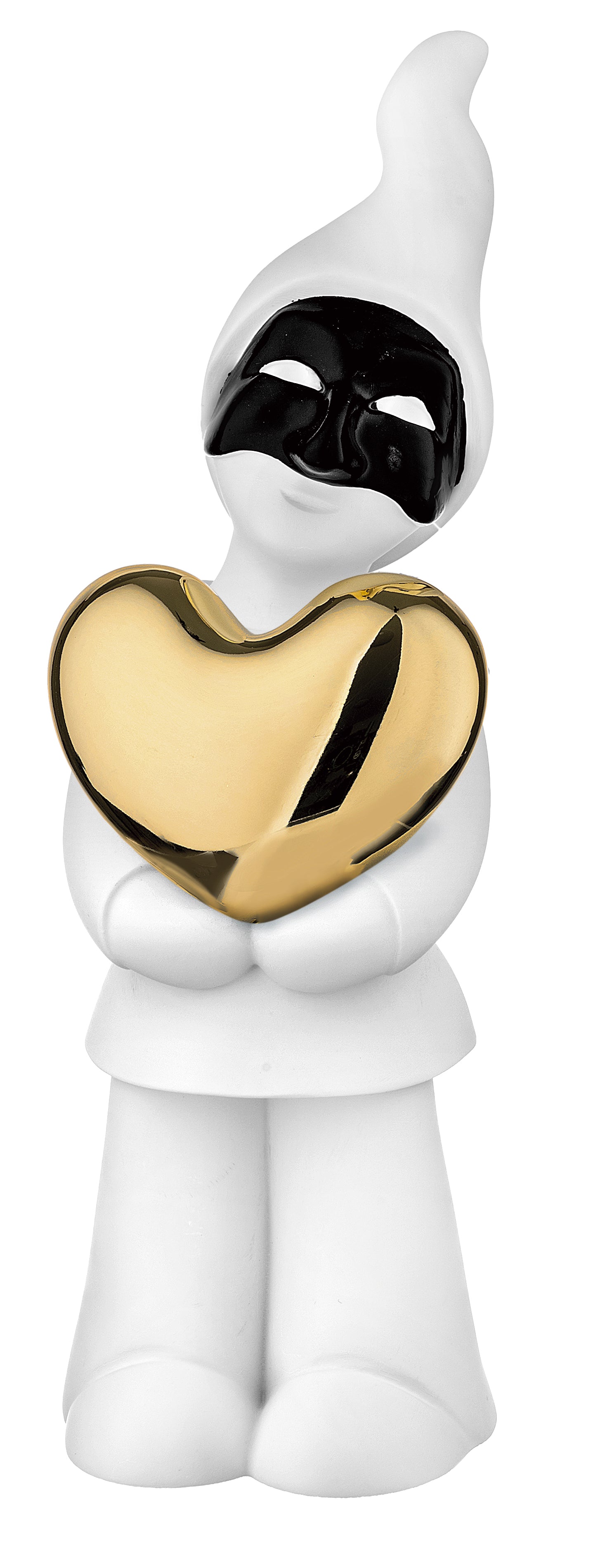 Pulcinella in Marmorino con Cuore Oro 15 h cm - Bongelli Preziosi