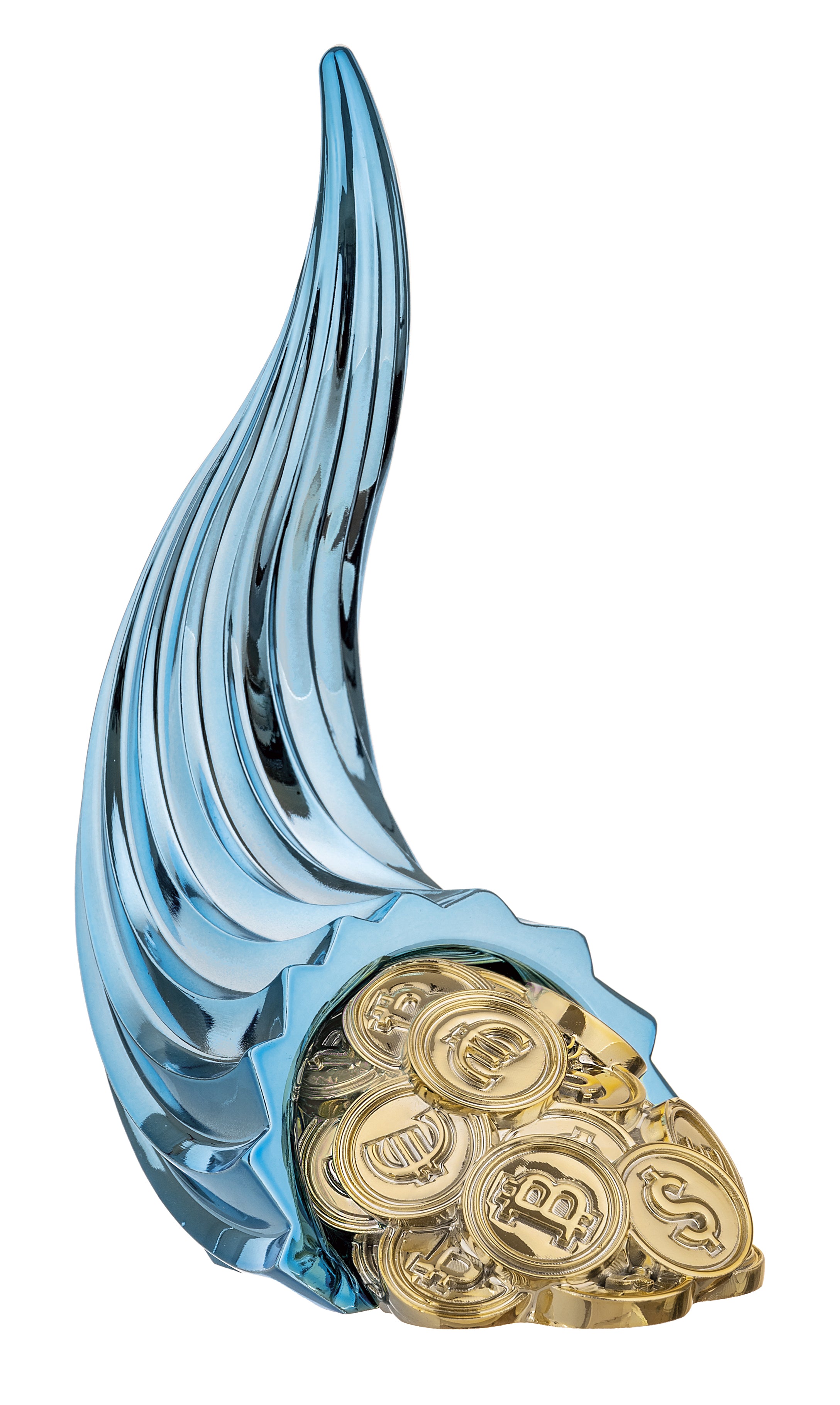 Cornucopia in Marmorino Blu con Dettagli Oro 14 h cm - Bongelli Preziosi