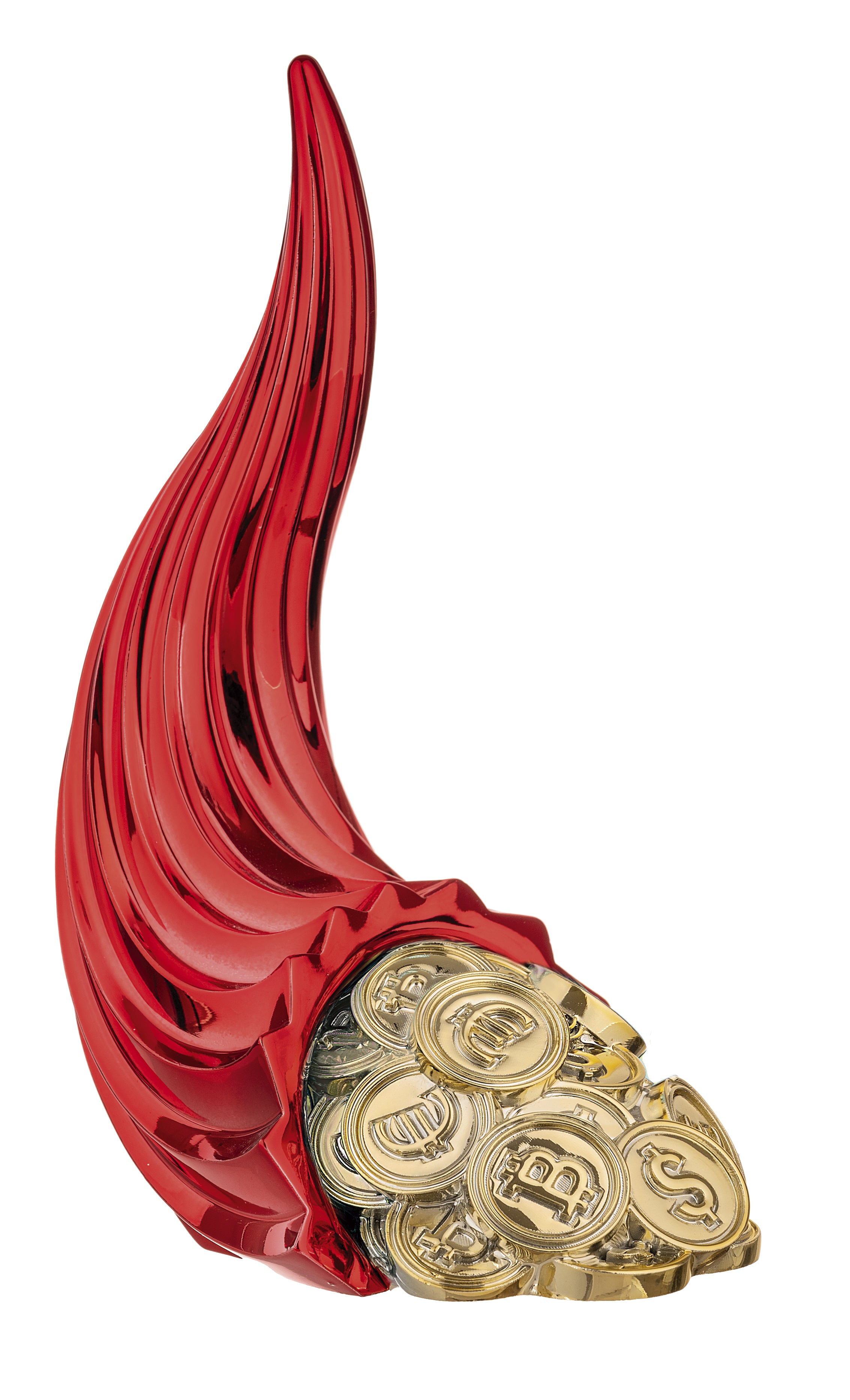 Cornucopia in Marmorino Rosso con Dettagli Oro 14 h cm - Bongelli Preziosi