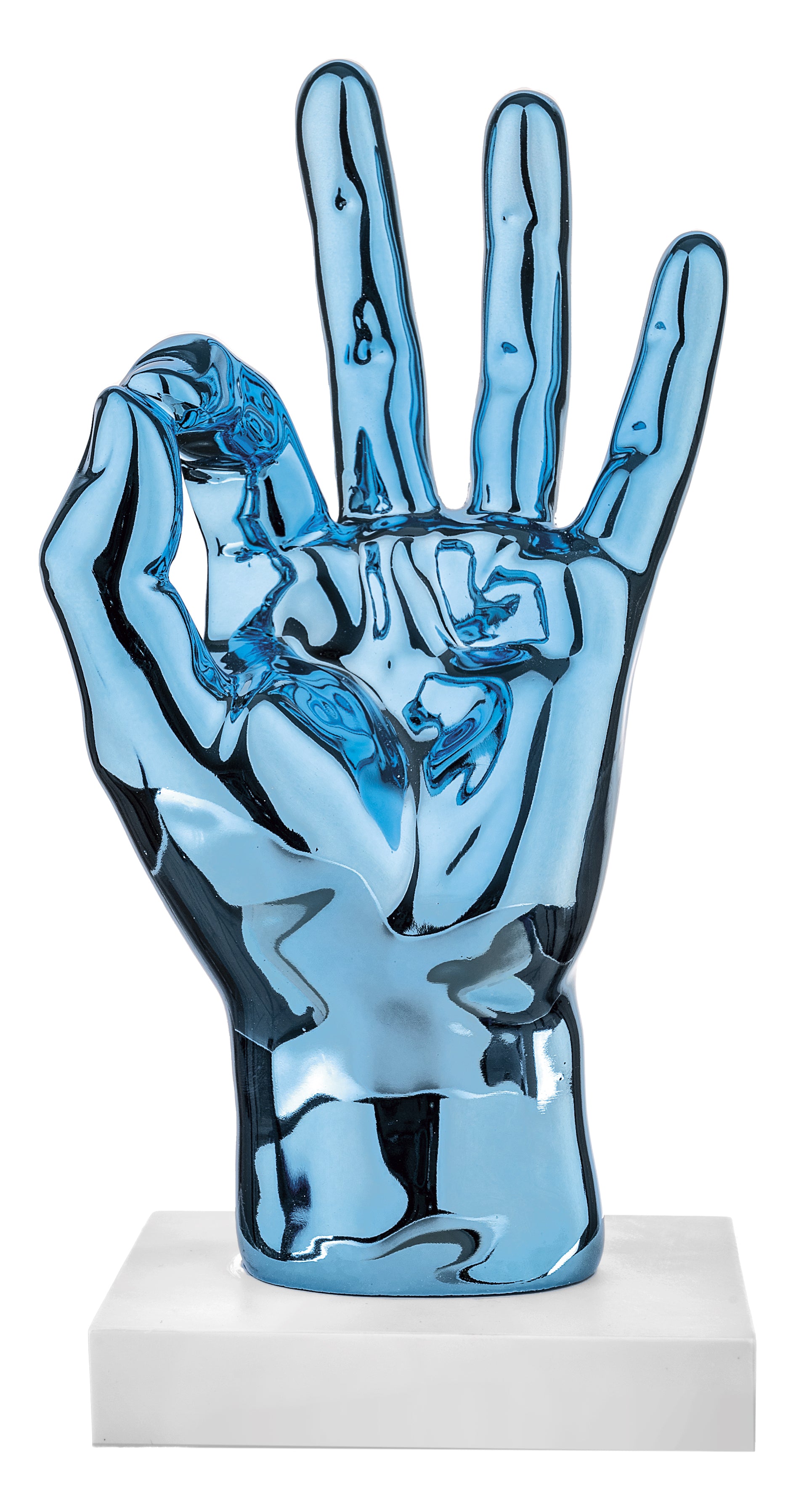 Statuetta Mano OK in Marmorino Lucido Blu 12 h cm - Bongelli Preziosi