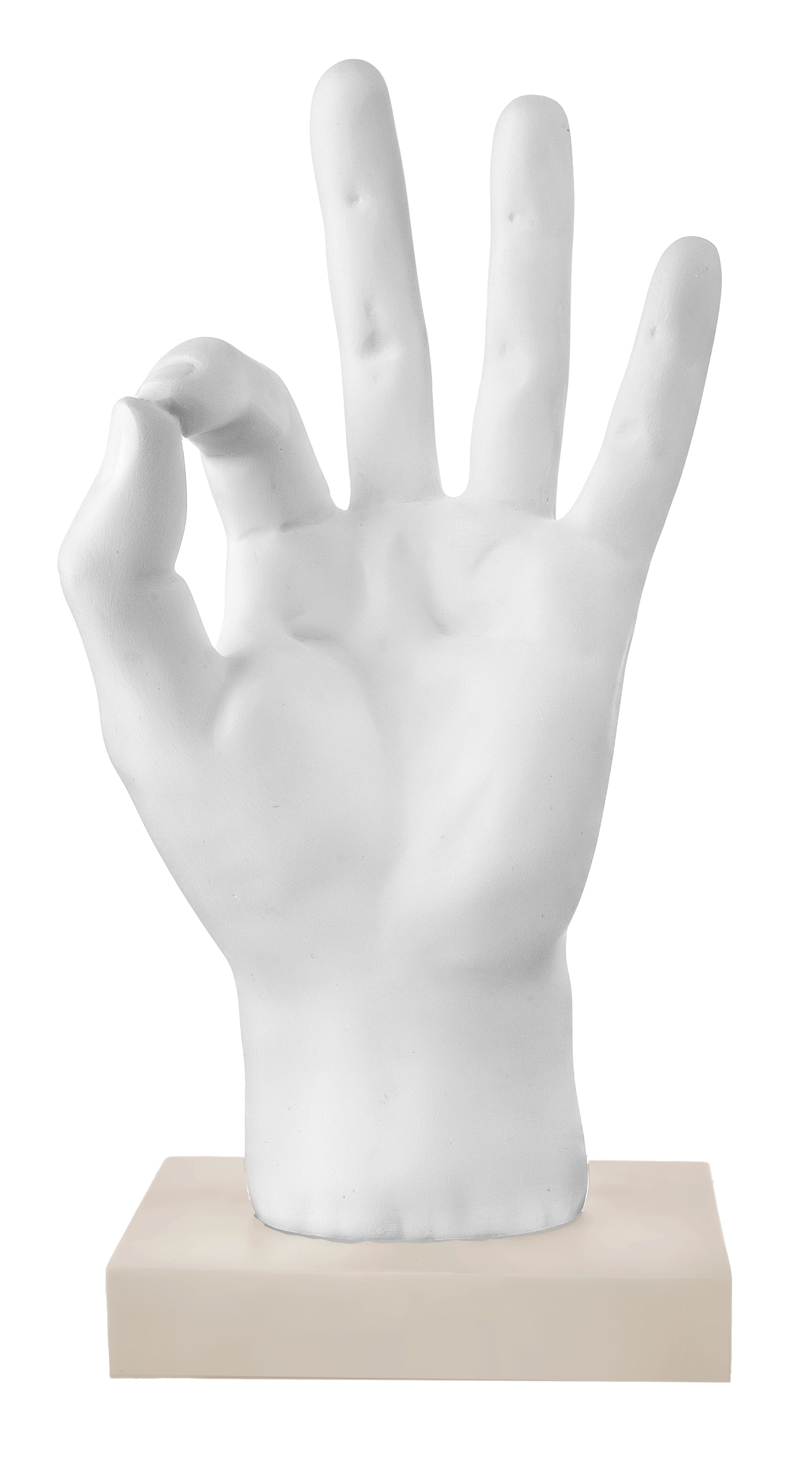 Statuetta Mano OK in Marmorino Bianco e Nocciola 12 h cm - Bongelli Preziosi