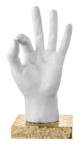 Statuetta Mano OK in Marmorino Bianco con Base Oro 12 h cm - Bongelli Preziosi