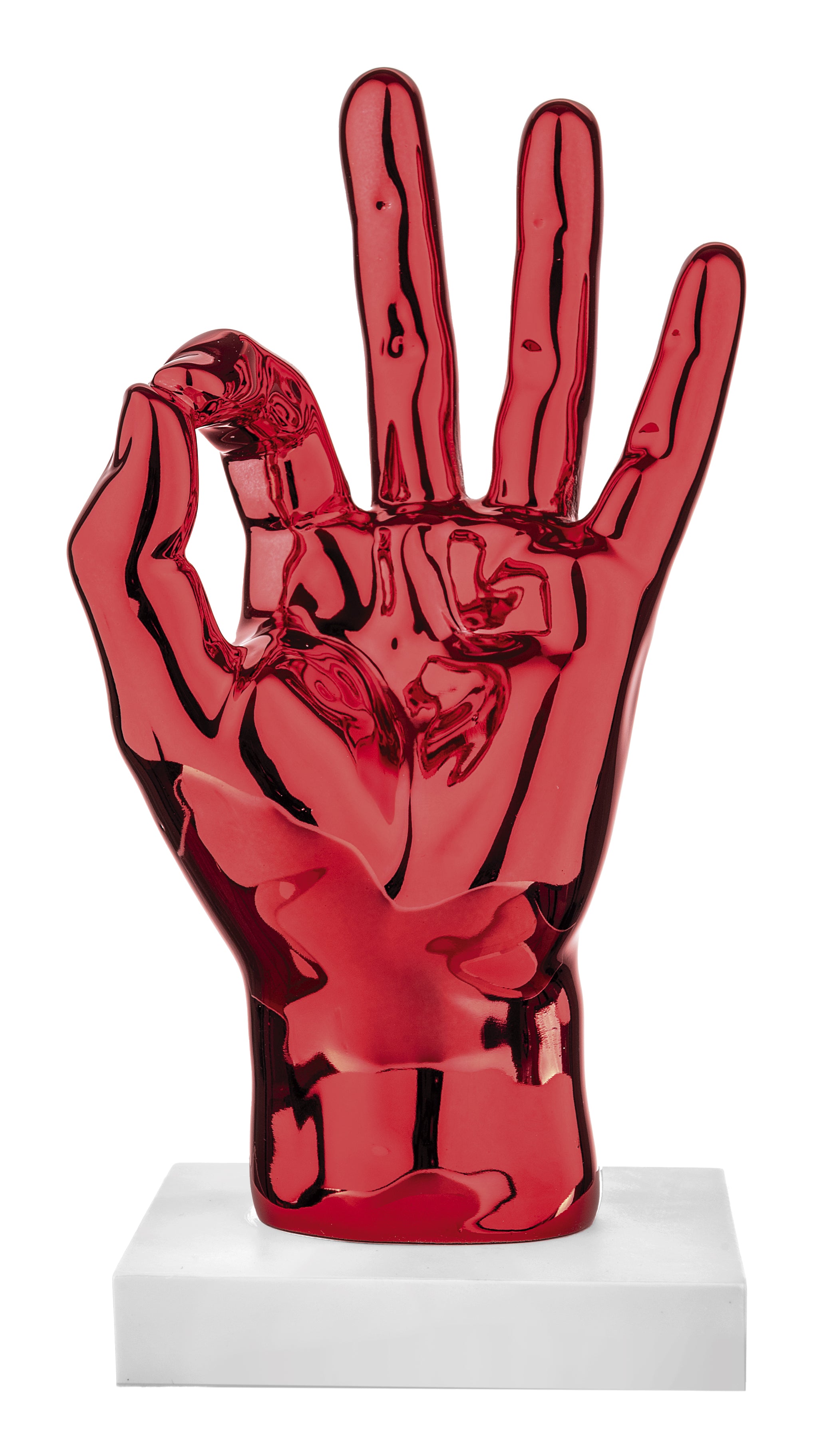 Statuetta Mano OK in Marmorino Lucido Rosso 12 h cm - Bongelli Preziosi