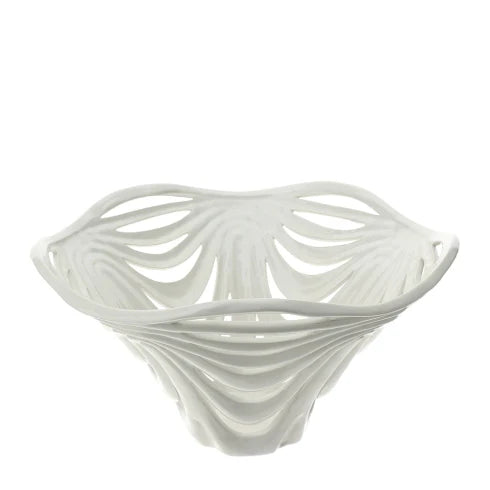 Centrotavola Leaf in Ceramica Traforata Bianca Ø 41 - Hervit