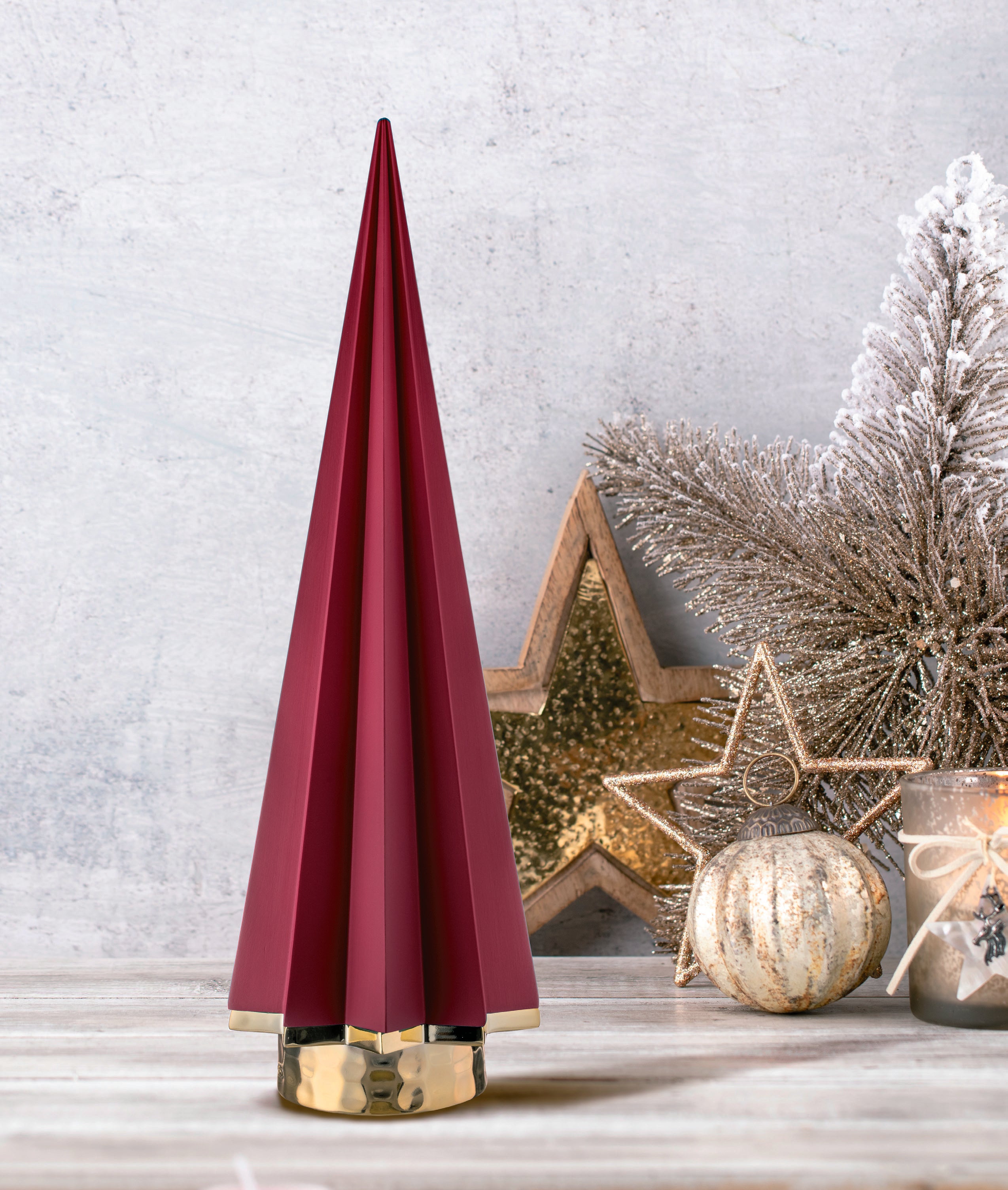Alberello Conico in Marmorino Rosso 40 cm - Bongelli Preziosi