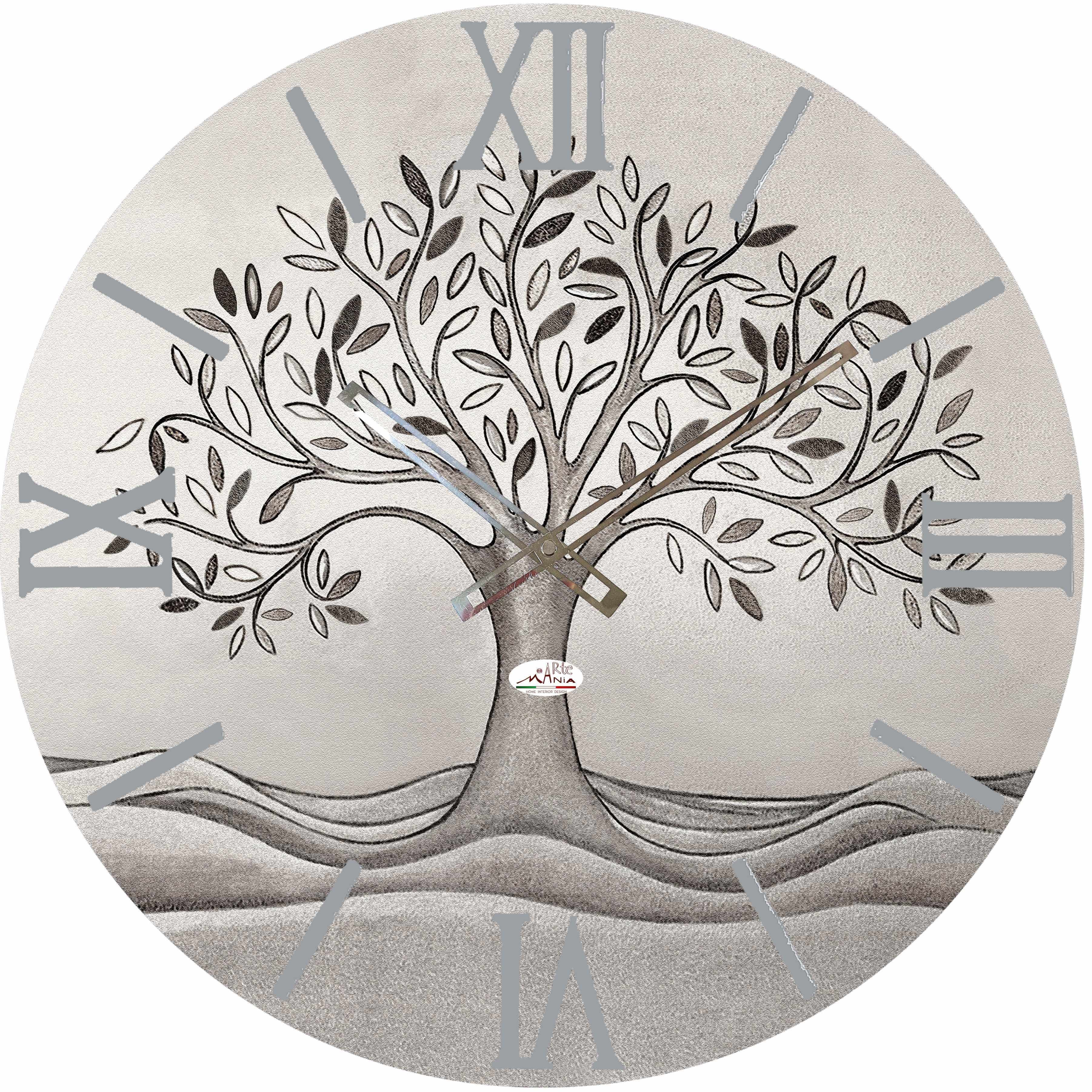 Orologio da Parete con Albero della Vita Grigio 60x60 cm