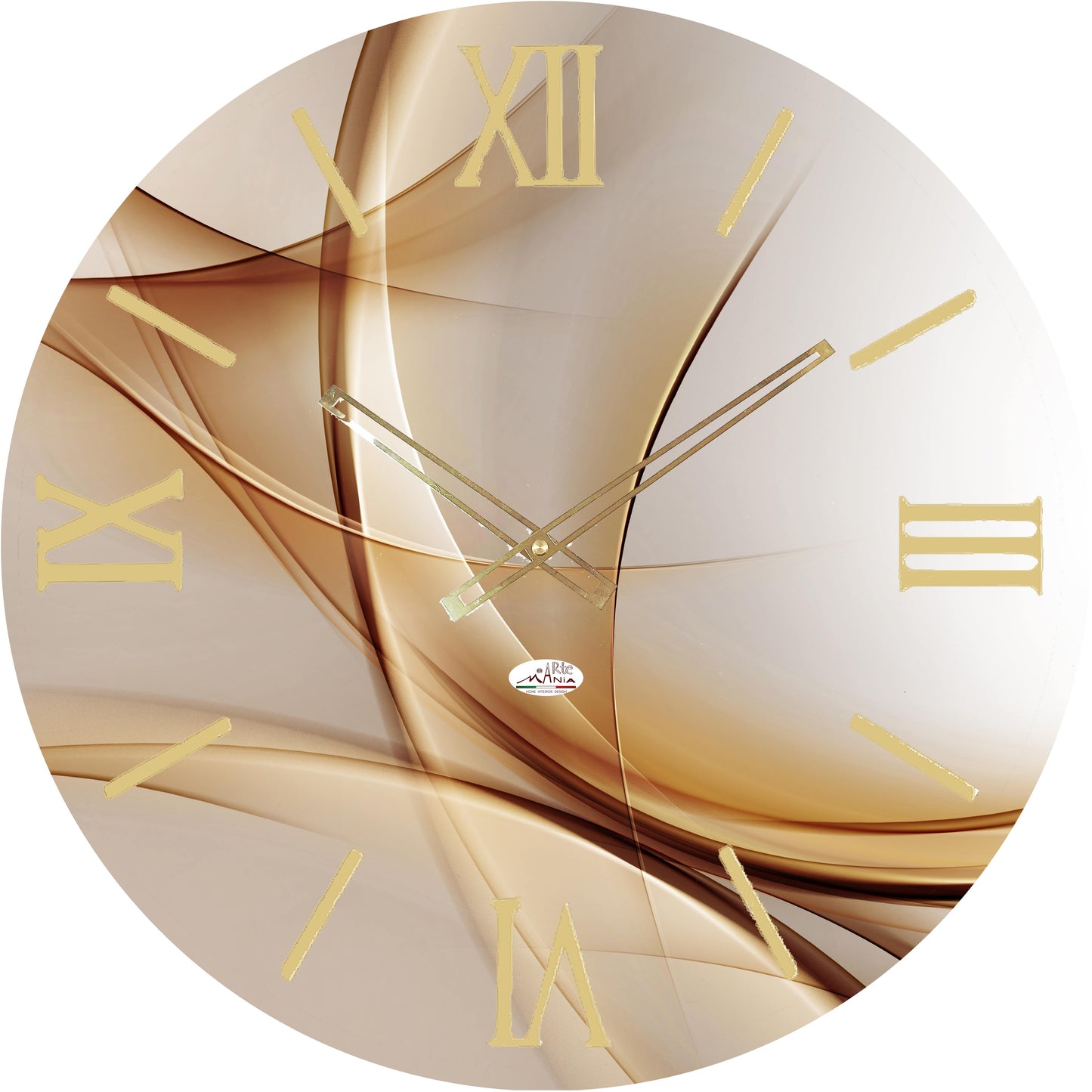 Orologio da Parete con Sfumature Tortora e Oro 60x60 cm