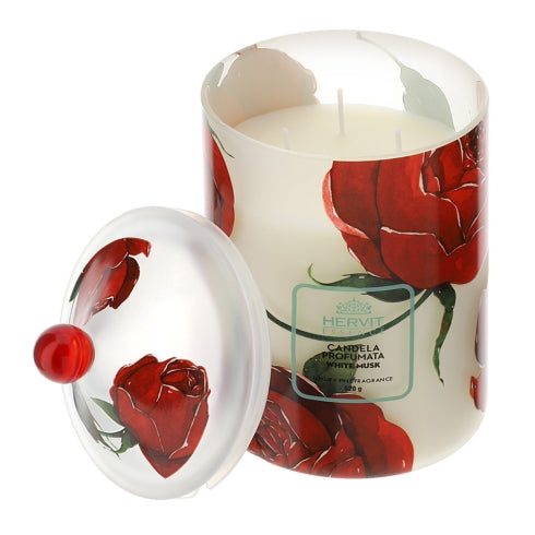 Candela Profumata in Vetro Frozen con Coperchio Pagoda 520 gr – Linea Baccarat, Hervit