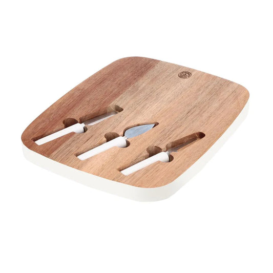 Tagliere Formaggi con 3 Coltelli - La Porcellana Bianca