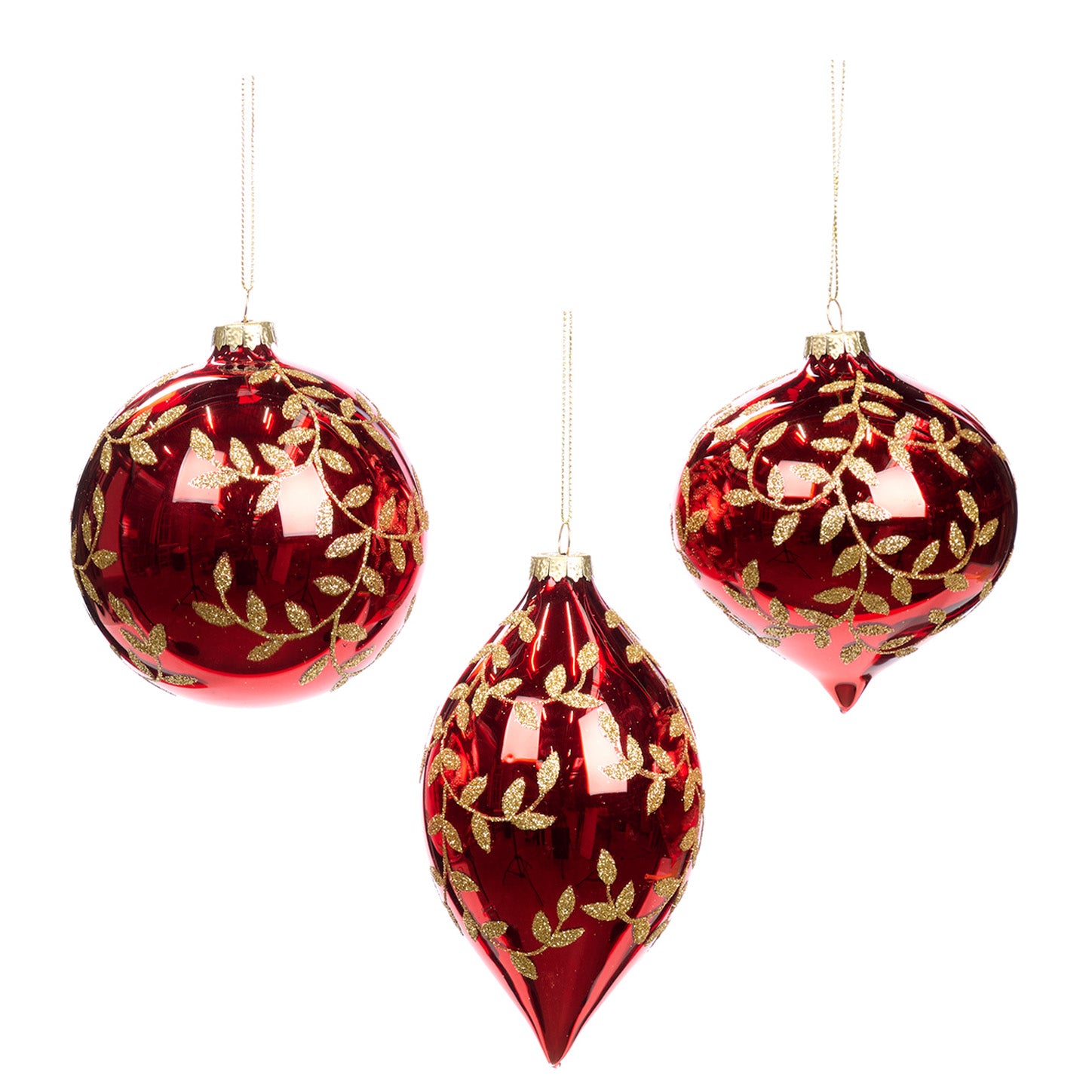 Sfera Decorativa in Vetro Rosso con Dettagli Oro 10 cm - Goodwill