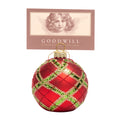 Sfera in Vetro Rosso con Decori Tartan 8 cm - Goodwill