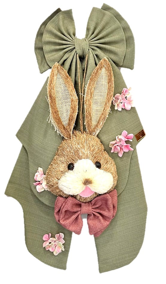 Fiocco Fiaba di Primavera Verde  con Coniglio 80 h cm - Madame Fioccò
