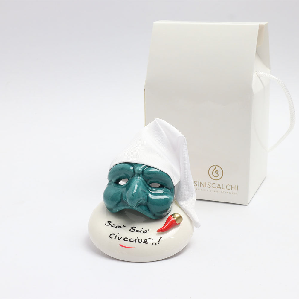 Maschera di Pulcinella in Ceramica di Capodimonte  – Siniscalchi