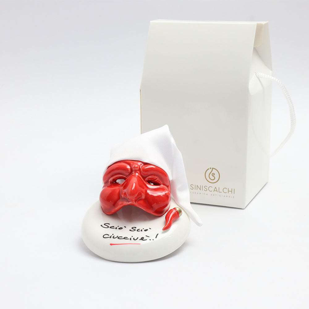 Maschera di Pulcinella in Ceramica di Capodimonte  – Siniscalchi