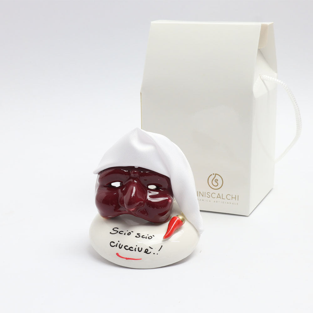 Maschera di Pulcinella in Ceramica di Capodimonte  – Siniscalchi