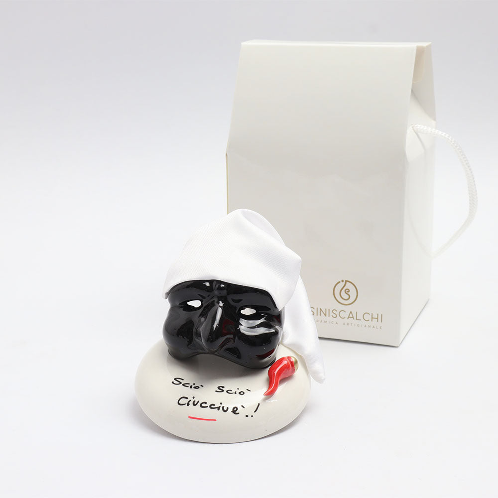 Maschera di Pulcinella in Ceramica di Capodimonte  – Siniscalchi