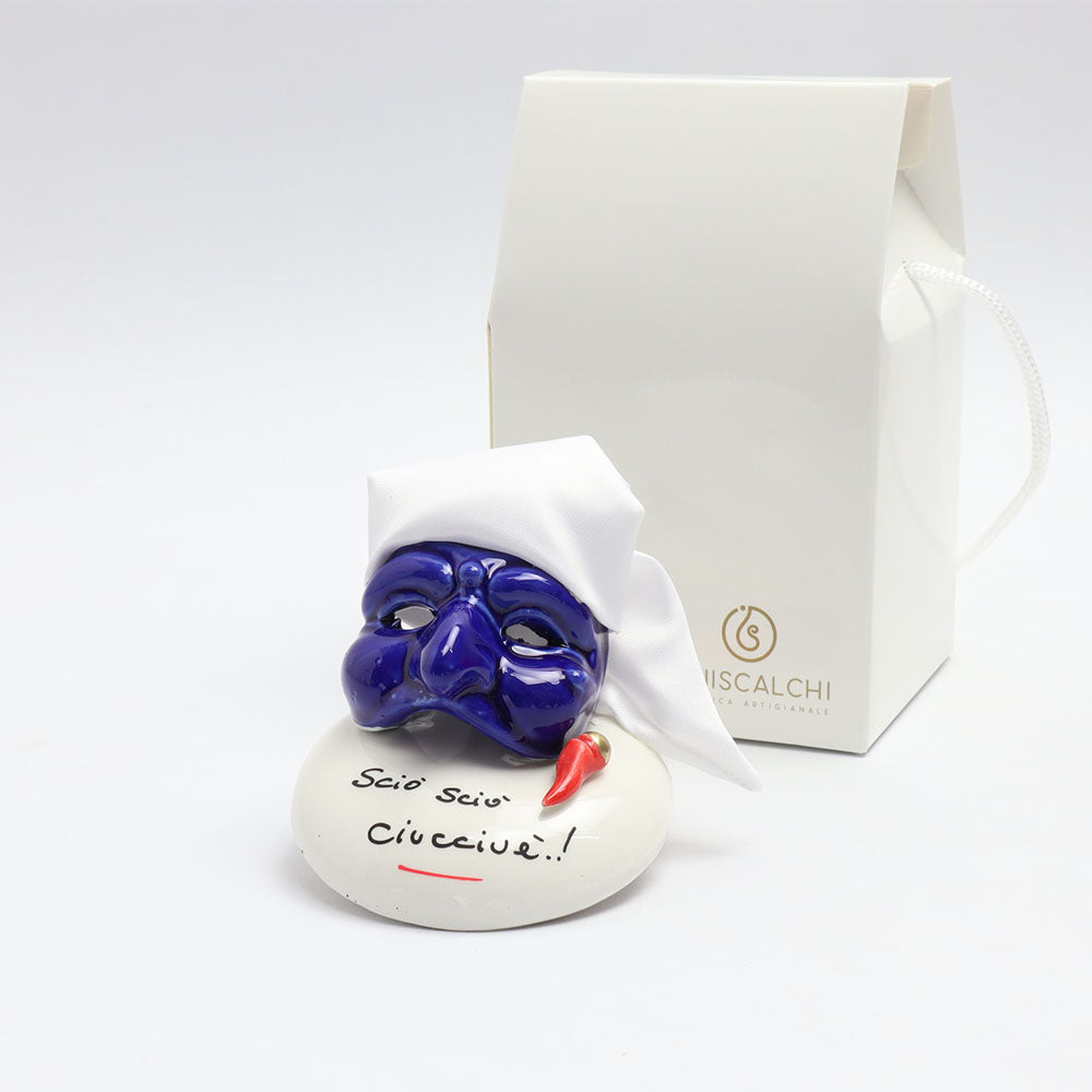 Maschera di Pulcinella in Ceramica di Capodimonte  – Siniscalchi