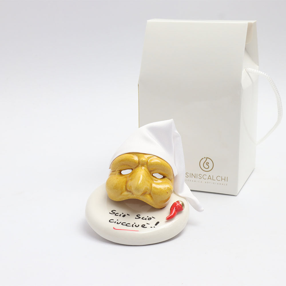 Maschera di Pulcinella in Ceramica di Capodimonte  – Siniscalchi