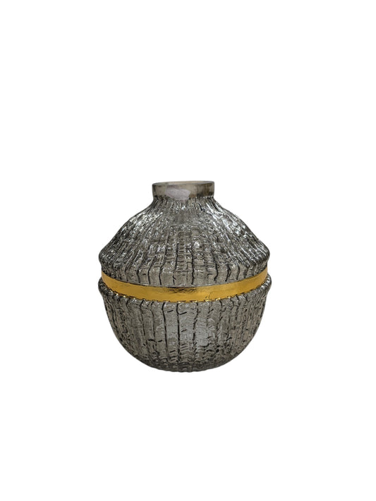 Vaso in Vetro Fumè con Dettaglio in Metallo Oro - Belda