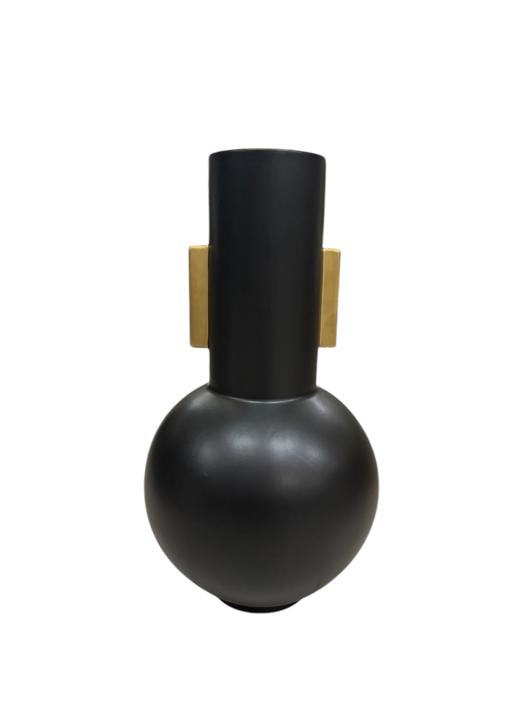 Vaso Nero Opaco con Manici Oro - In Art
