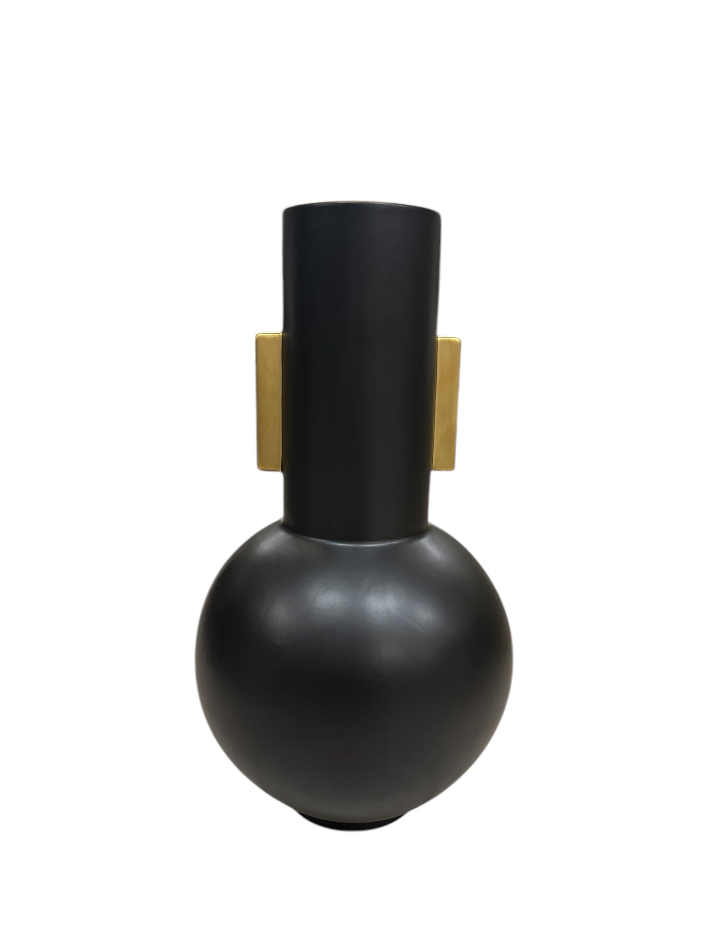 Vaso Nero Opaco con Manici Oro - In Art