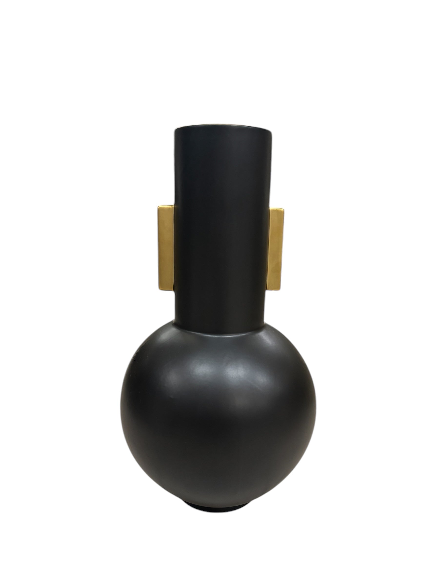 Vaso Nero Opaco con Manici Oro - In Art