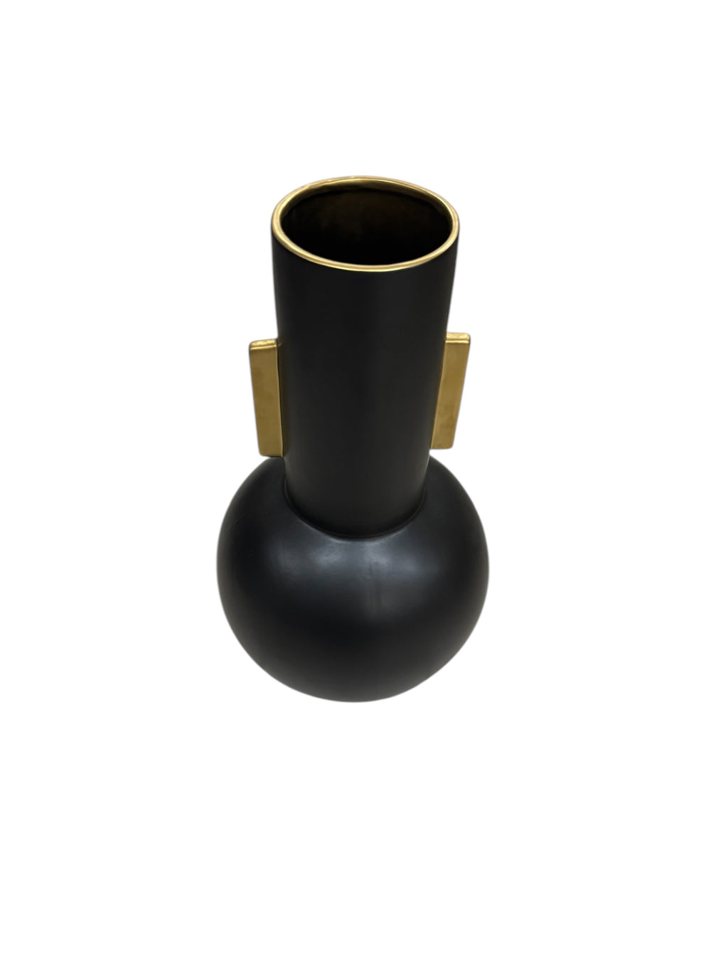 Vaso Nero Opaco con Manici Oro - In Art